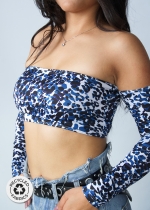 Andrea blue leopard top (recycled)