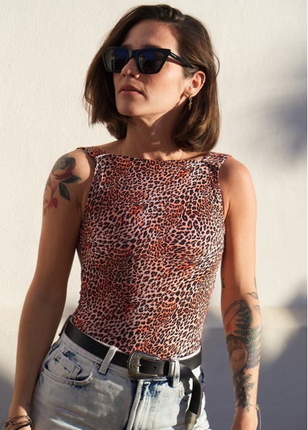 Veronica Leopard Rust Bodysuit (Recycled)