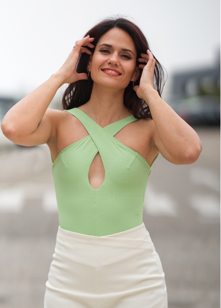 Carolina Green Piqué bodysuit/swimsuit