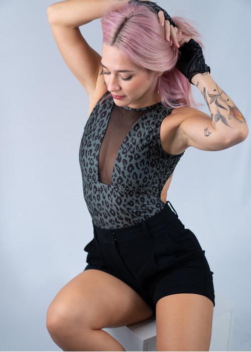 Body Nahir leopardo verde (Reciclado)