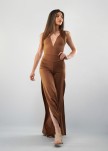 Pantalón aberturas chocolate lurex