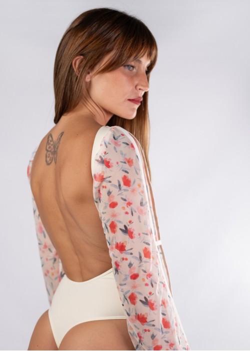body Judith Beige manga estampada