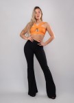 Pantalón campana negro canalé